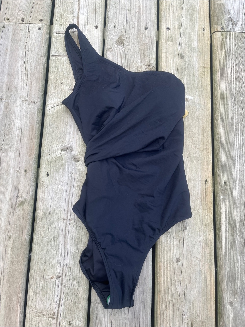 NWT Gottex Classic One-Shoulder Black Swimsuit